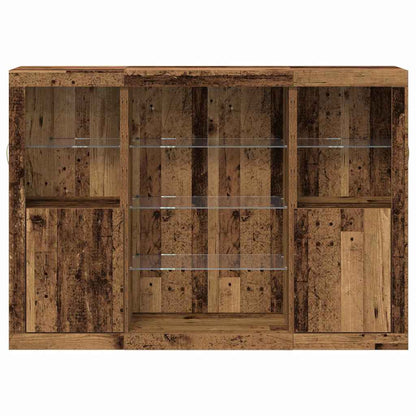 Sideboards with LED Lights 3 pcs Engineered Wood Old wood