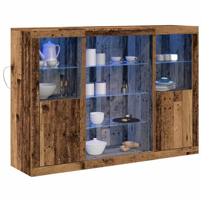 Sideboards with LED Lights 3 pcs Engineered Wood Old wood