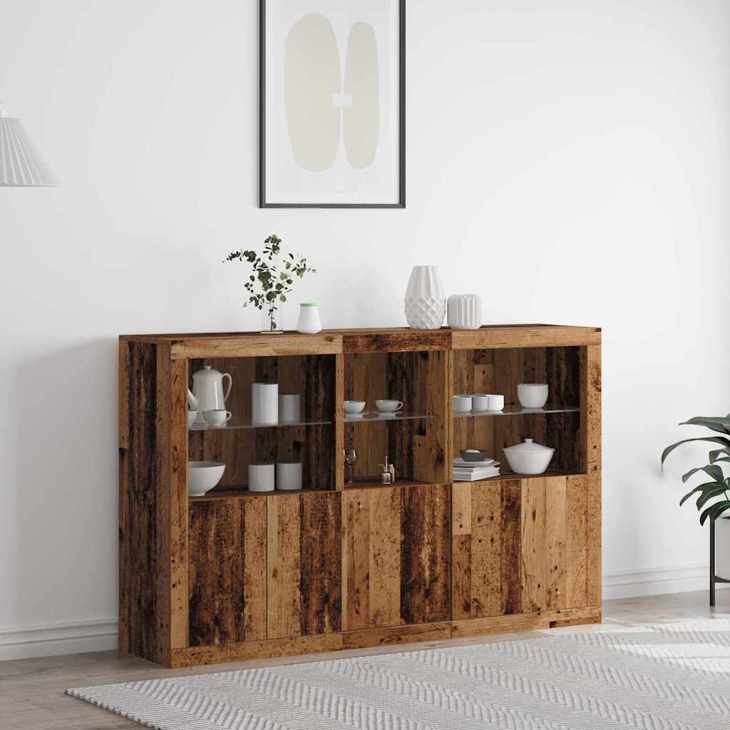 Sideboard with LED Lights 162x37x100 cm Old wood