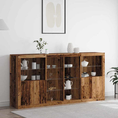 Sideboard with LED Lights 202x37x100 cm Old wood