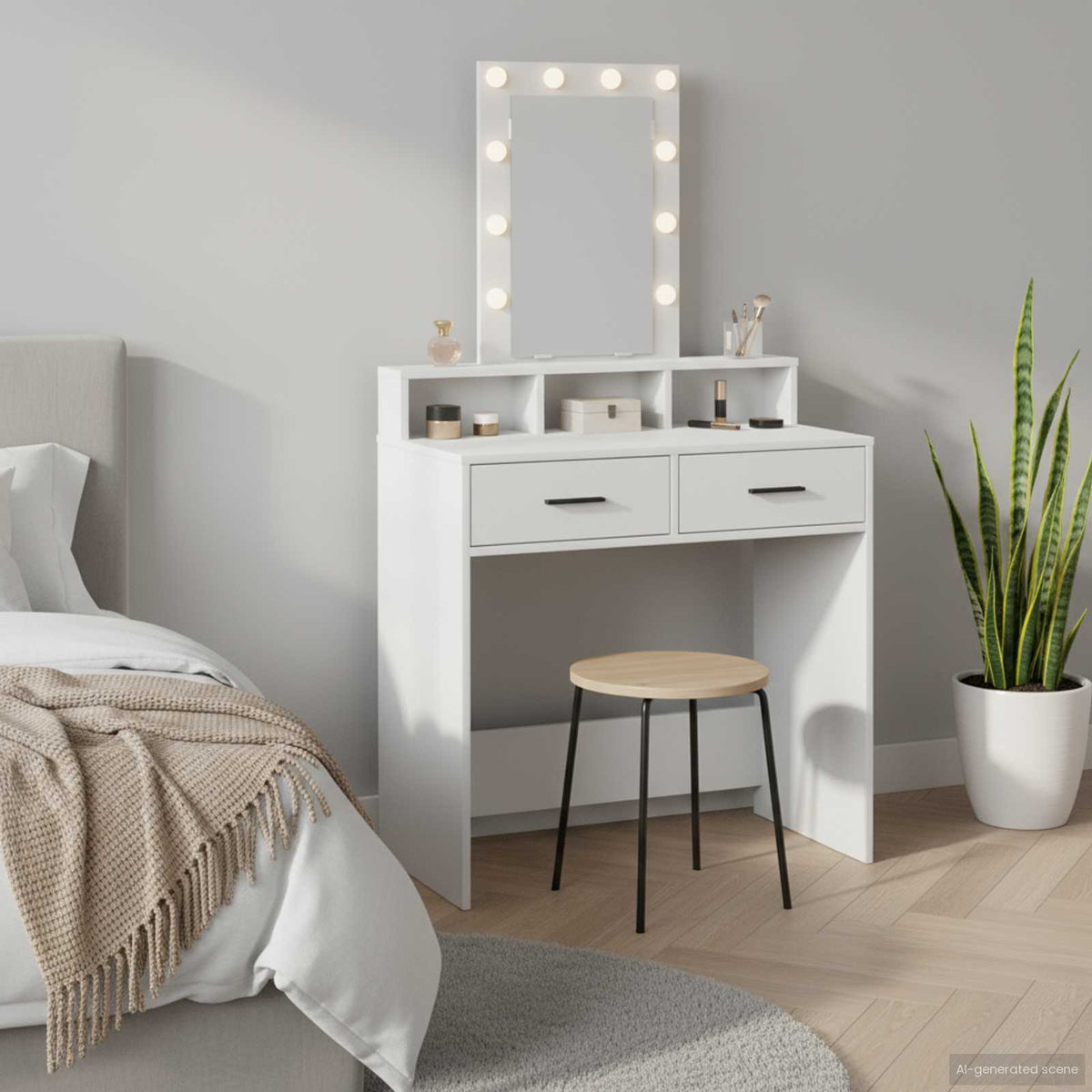 Dressing Table Brown Engineered Wood 79 x 41 x 140 cm White