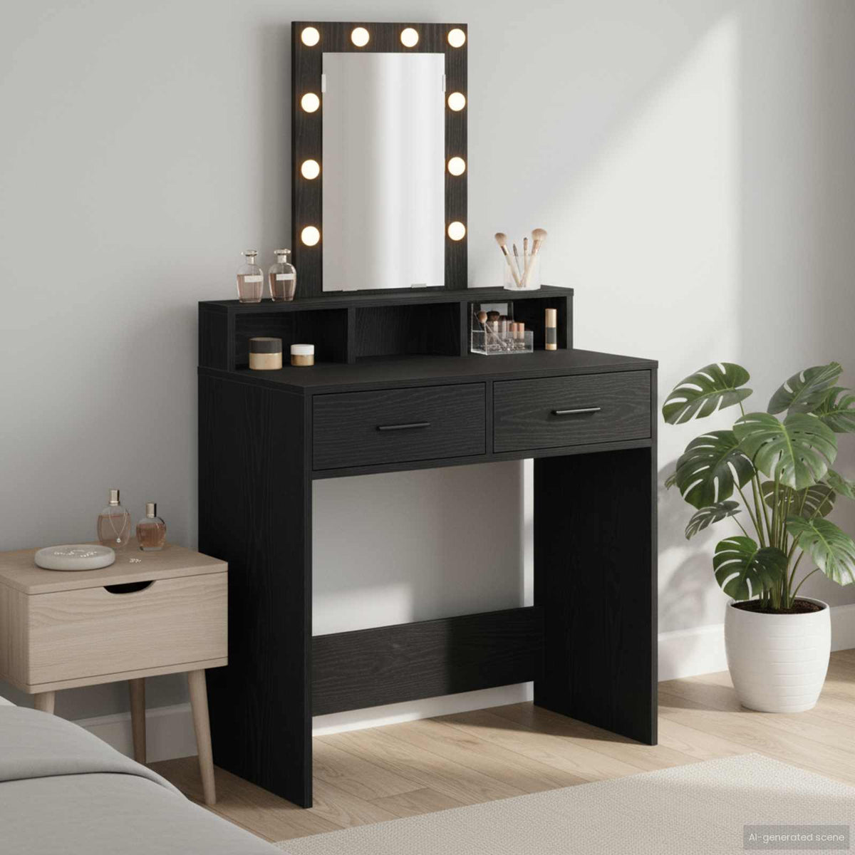 Dressing Table Brown Engineered Wood 79 x 41 x 140 cm Black oak