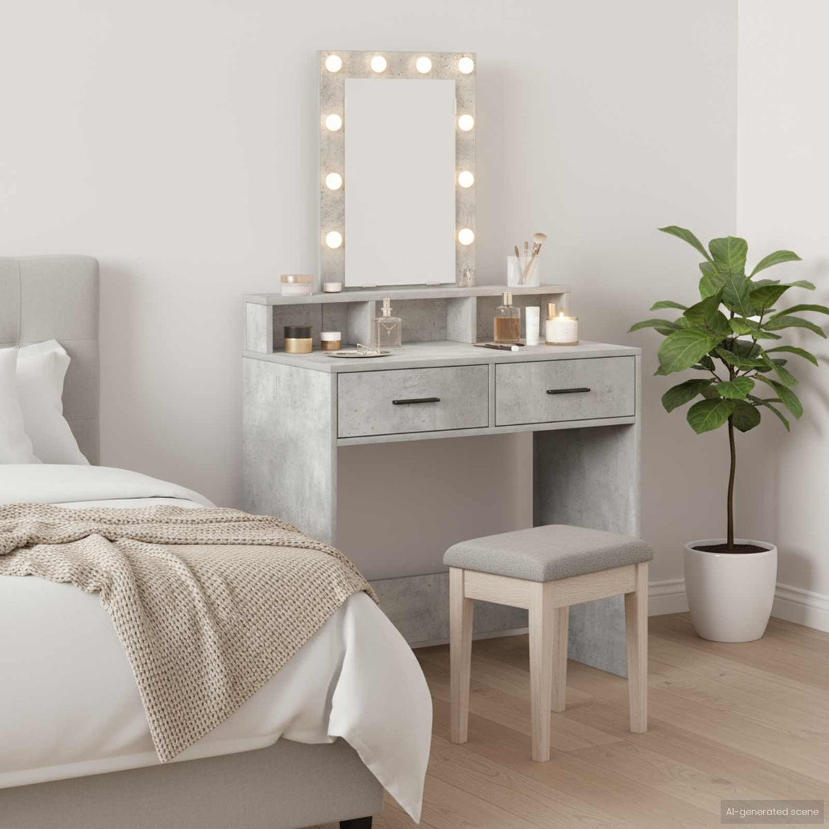 Dressing Table Brown Engineered Wood 79 x 41 x 140 cm Concrete grey