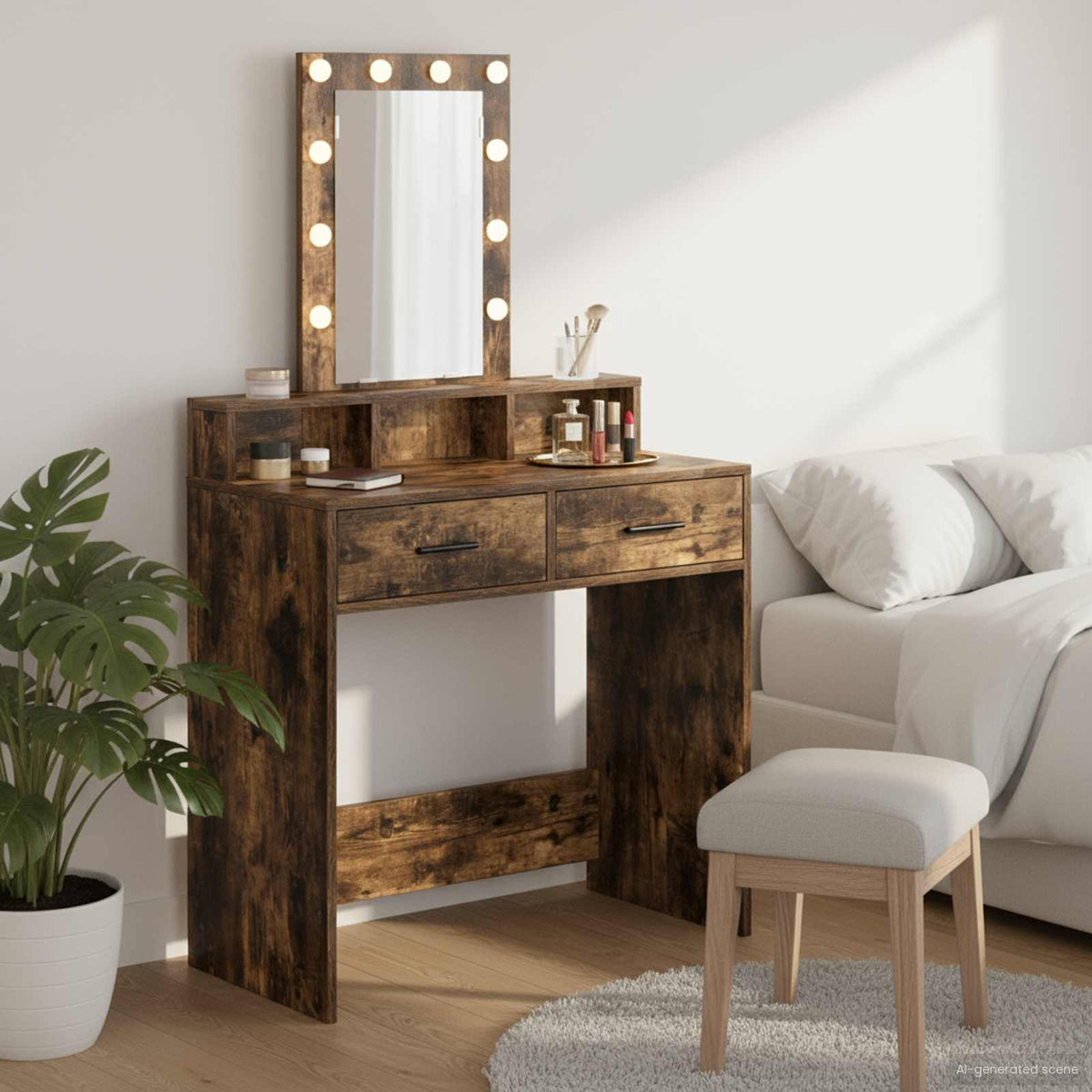 Dressing Table Brown Engineered Wood 79 x 41 x 140 cm Smoked oak