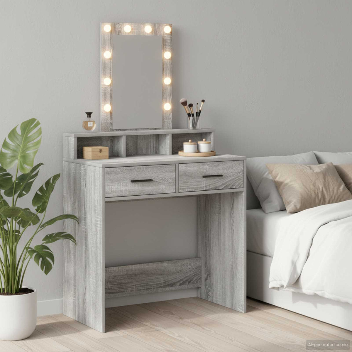 Dressing Table Brown Engineered Wood 79 x 41 x 140 cm Grey sonoma
