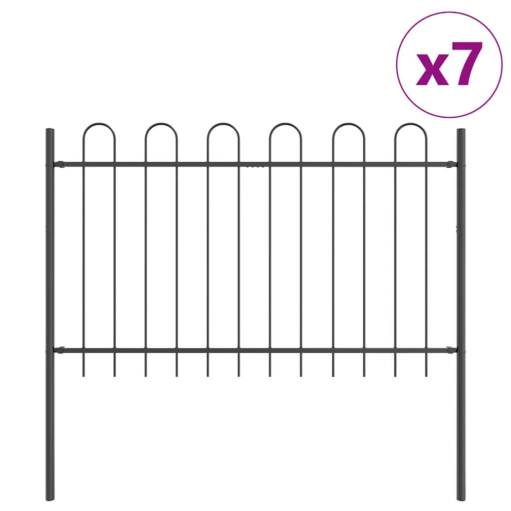 vidaXL Garden Fence BOXTEL 7 pcs 11.9 x 1.2 m Powder-coated Steel Grey 2