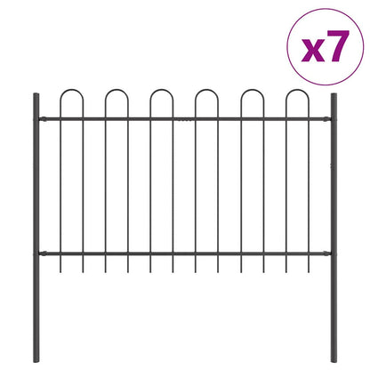 vidaXL Garden Fence BOXTEL 7 pcs 11.9 x 1.2 m Powder-coated Steel Grey 2
