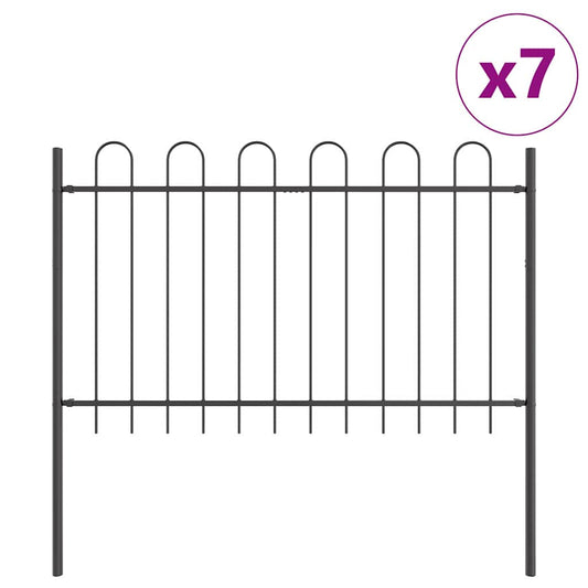 vidaXL Garden Fence BOXTEL 7 pcs 11.9 x 1.2 m Powder-coated Steel Grey 2