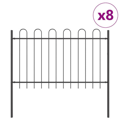 vidaXL Garden Fence BOXTEL 8 pcs 13.6 x 1.2 m Powder-coated Steel Grey 2