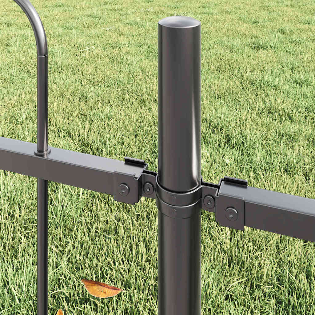 vidaXL Garden Fence BOXTEL 9 pcs 15.3 x 0.8 m Powder-coated Steel Grey 3