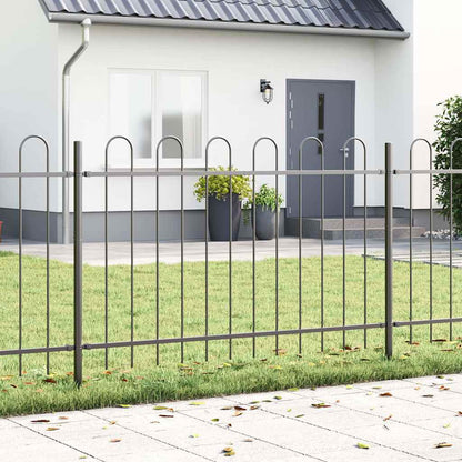 vidaXL Garden Fence BOXTEL 9 pcs 15.3 x 0.8 m Powder-coated Steel Grey 1