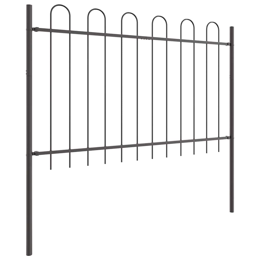 vidaXL Garden Fence BOXTEL 9 pcs 15.3 x 0.8 m Powder-coated Steel Grey 4