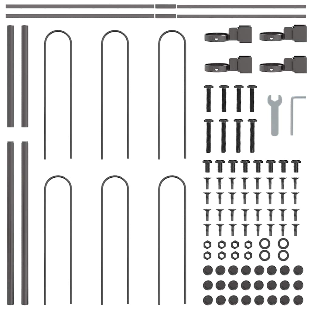 vidaXL Garden Fence BOXTEL 9 pcs 15.3 x 0.8 m Powder-coated Steel Grey 6