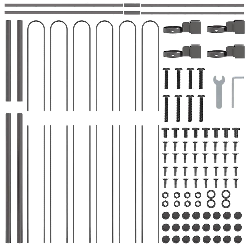 vidaXL Garden Fence BOXTEL 9 pcs 15.3 x 1.5 m Powder-coated Steel Grey 5