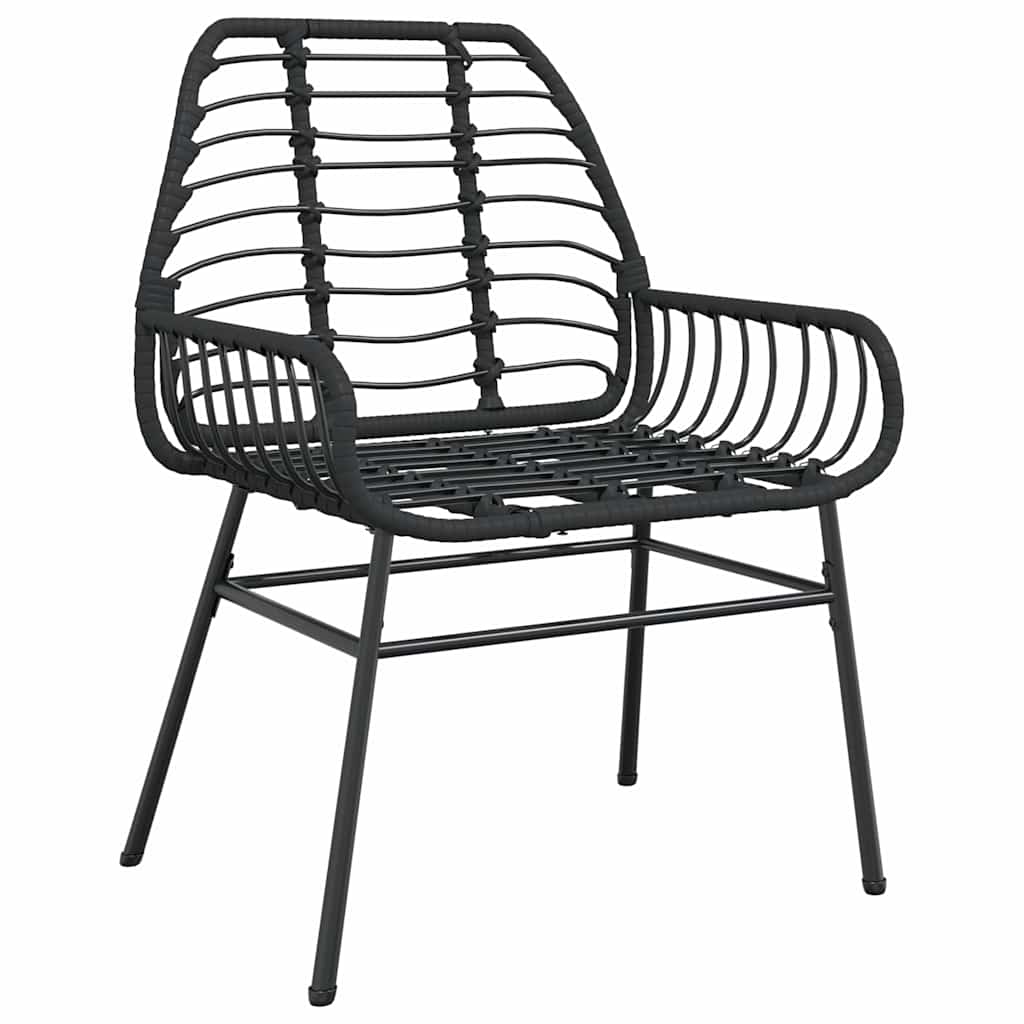 vidaXL 7 Piece Garden Dining Set Black Poly Rattan Glass 4
