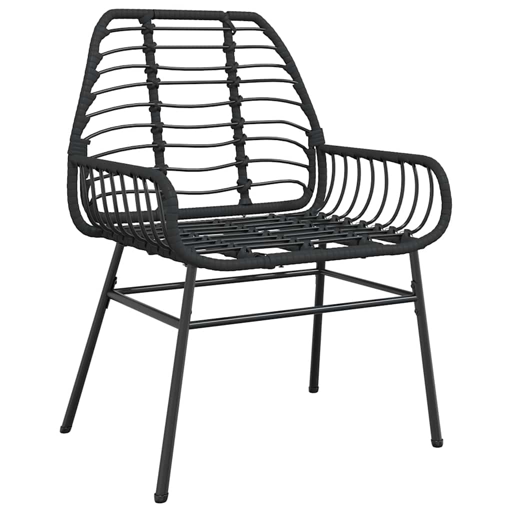 vidaXL 9 Piece Garden Dining Set Black Poly Rattan Glass 4