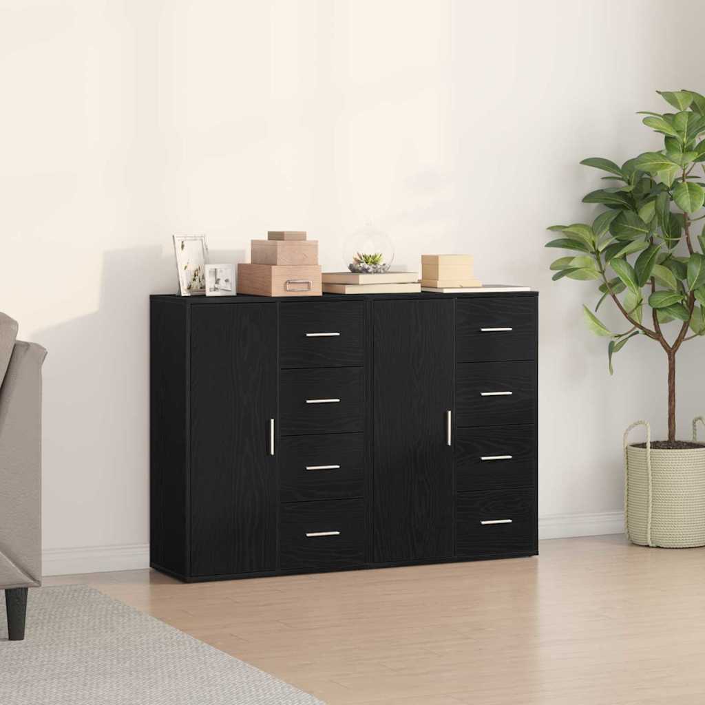 Sideboards 2 pcs 60x31x84 cm Engineered Wood Black oak