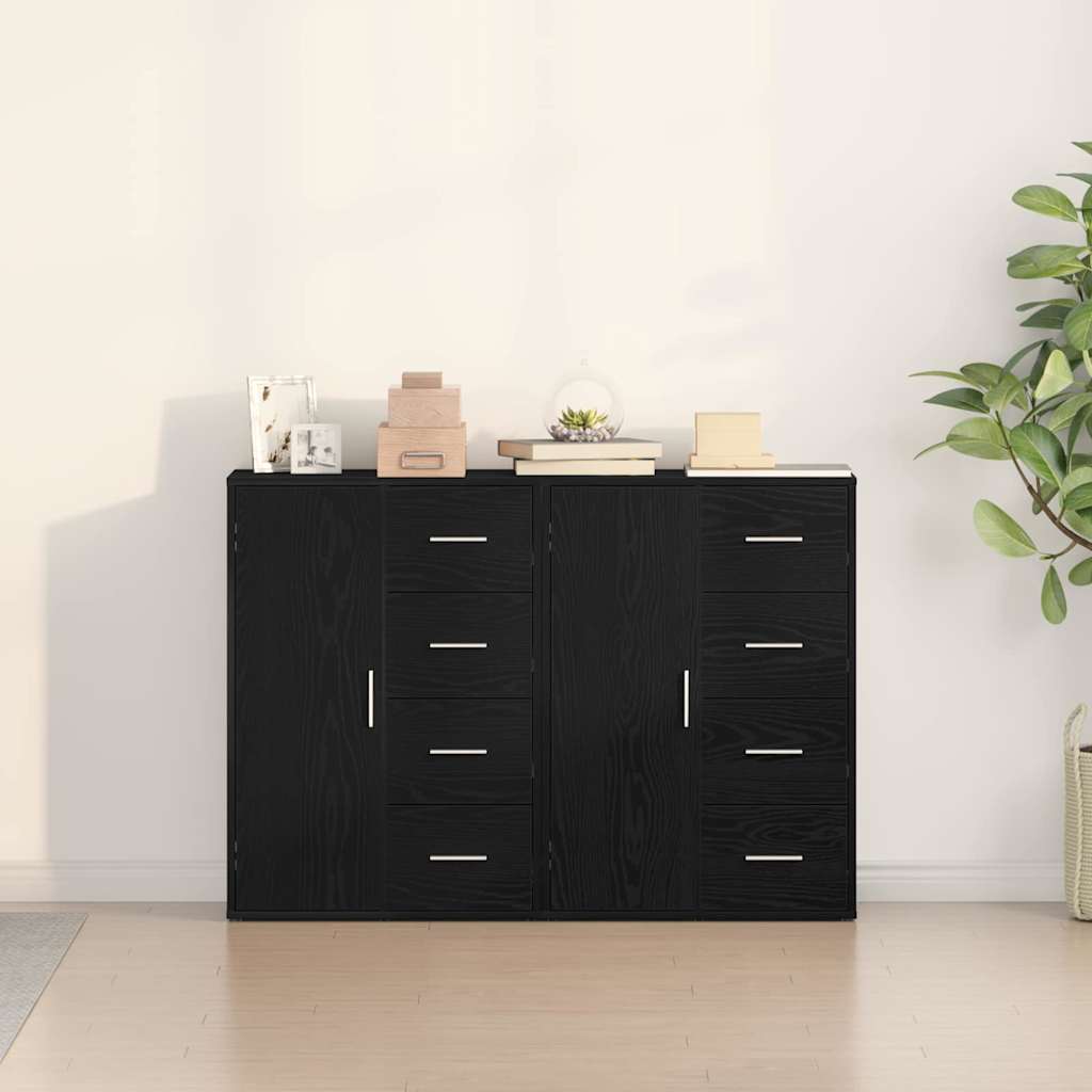 Sideboards 2 pcs 60x31x84 cm Engineered Wood Black oak