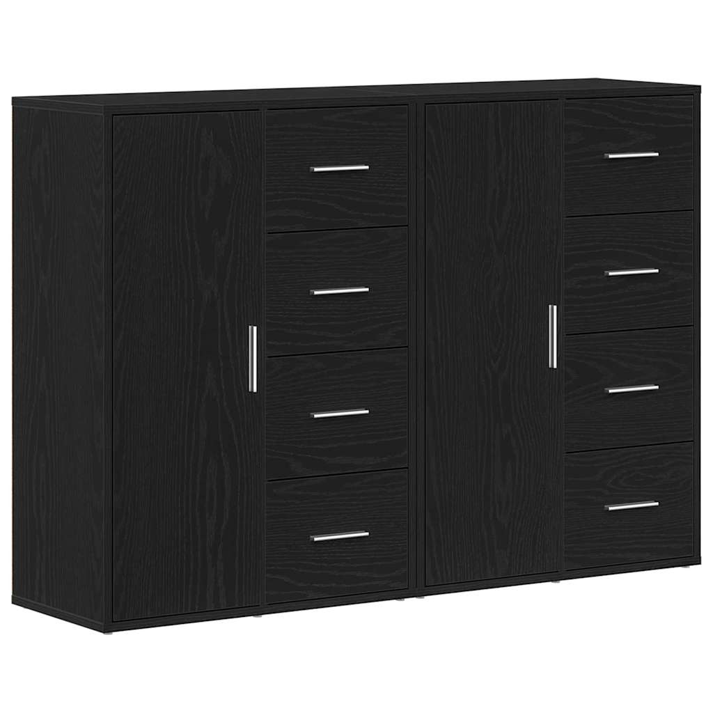 Sideboards 2 pcs 60x31x84 cm Engineered Wood Black oak