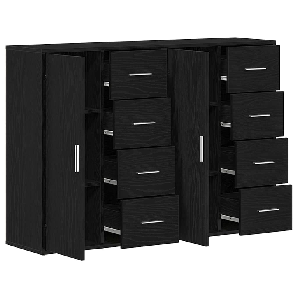 Sideboards 2 pcs 60x31x84 cm Engineered Wood Black oak