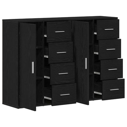 Sideboards 2 pcs 60x31x84 cm Engineered Wood Black oak
