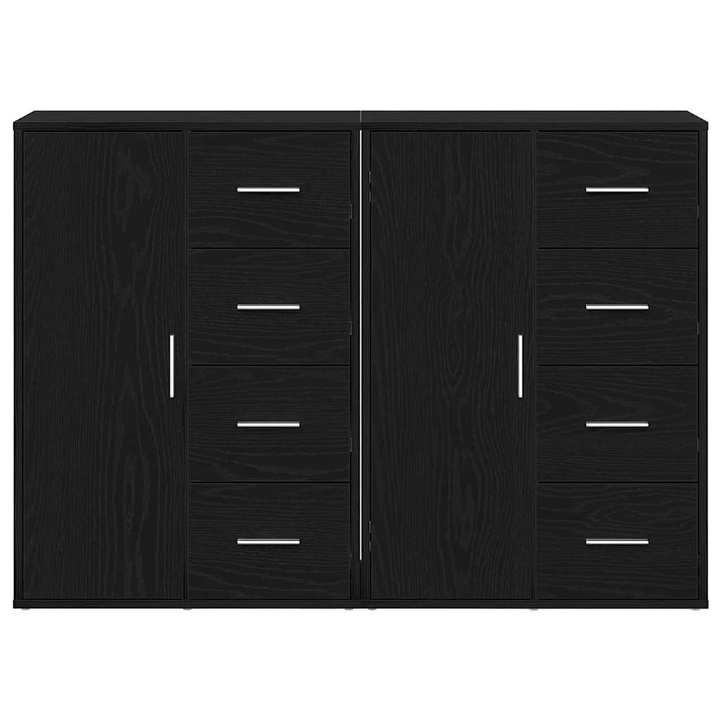 Sideboards 2 pcs 60x31x84 cm Engineered Wood Black oak