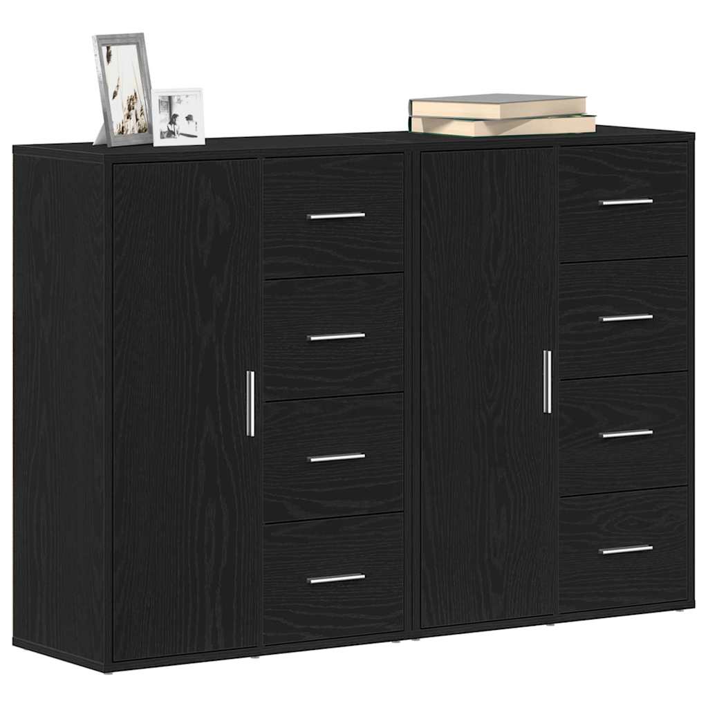 Sideboards 2 pcs 60x31x84 cm Engineered Wood Black oak