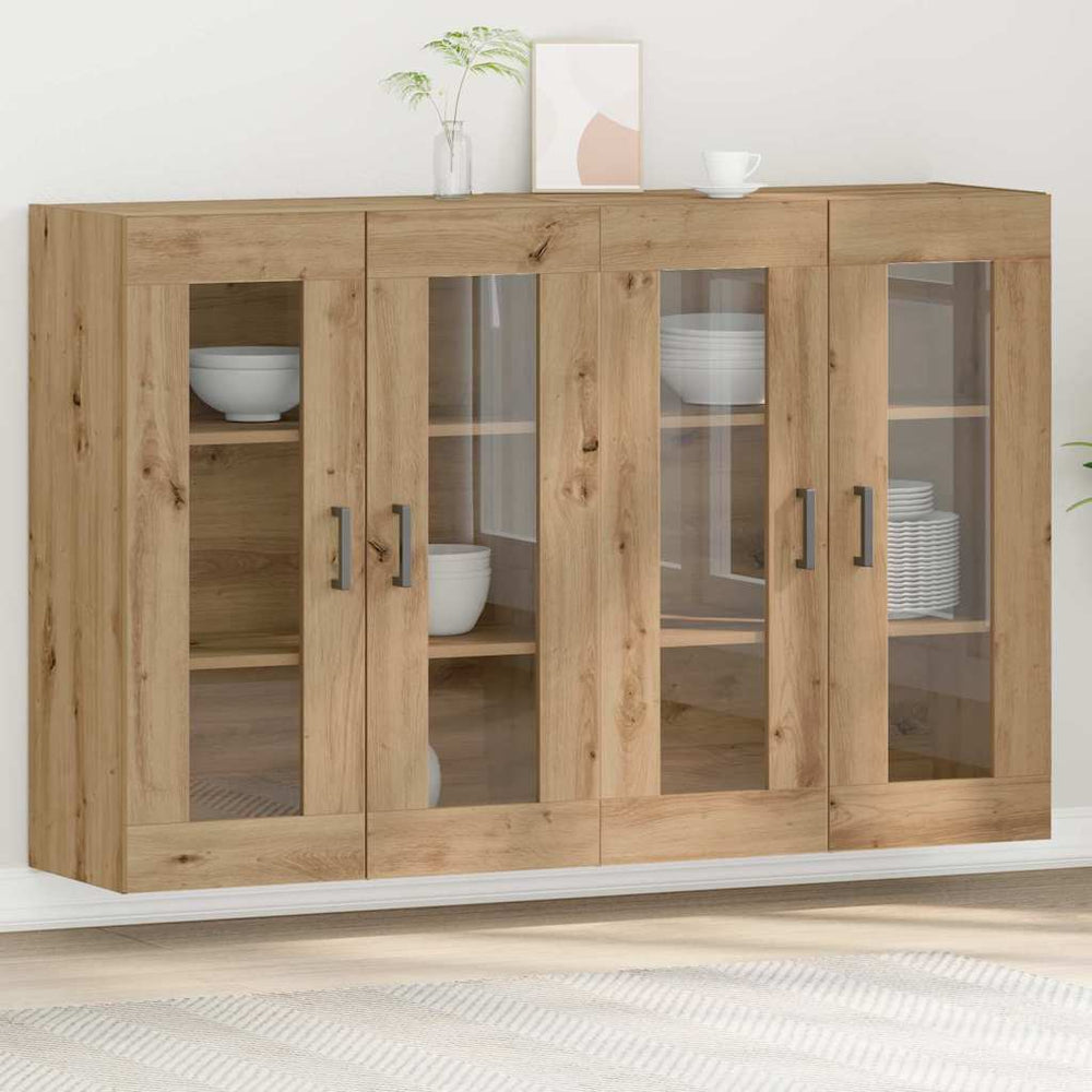 vidaXL Wall Mounted Cabinets 2 pcs Engineered Wood U Shape Black