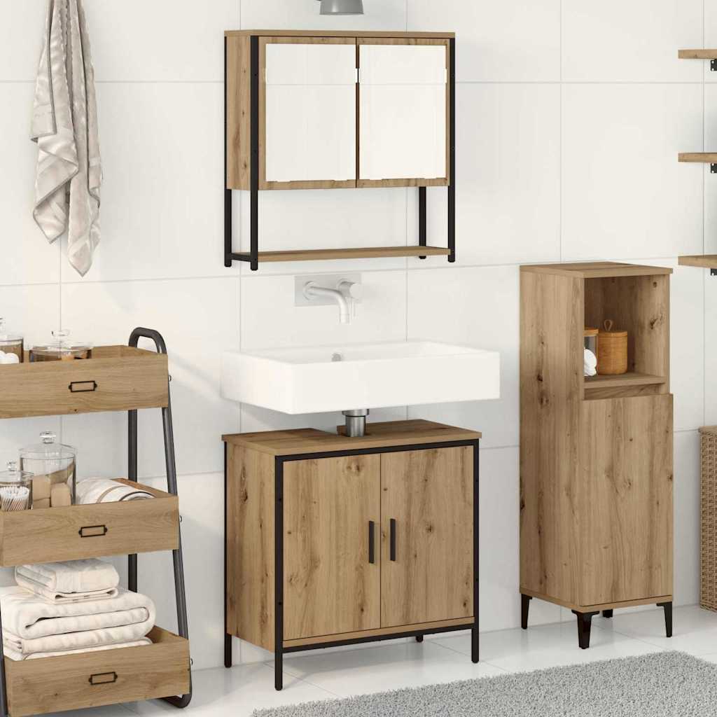 2 Piece Bathroom Furniture Set Engineered Wood Artisan oak