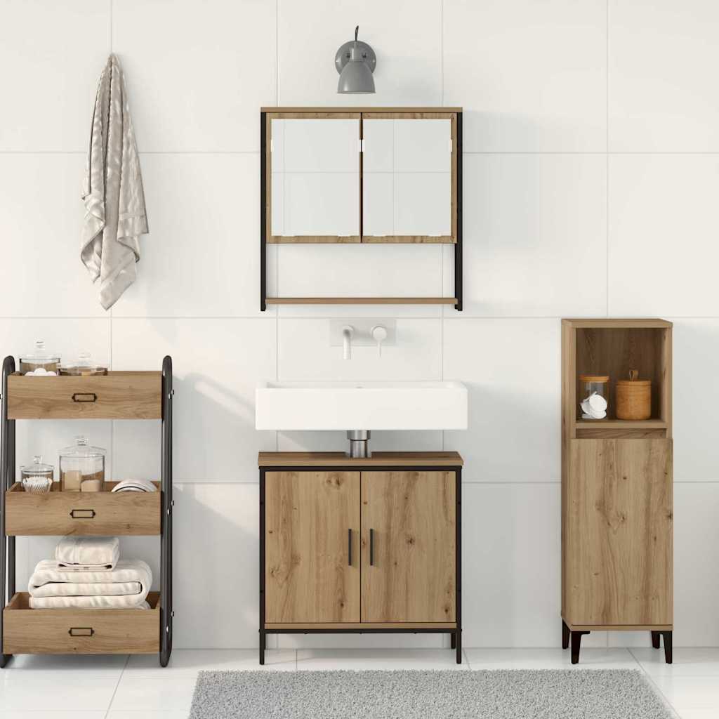 2 Piece Bathroom Furniture Set Engineered Wood Artisan oak