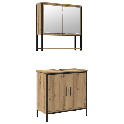 2 Piece Bathroom Furniture Set Engineered Wood Artisan oak