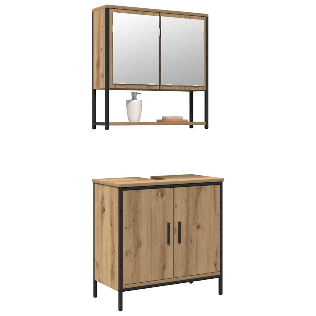 2 Piece Bathroom Furniture Set Engineered Wood Artisan oak