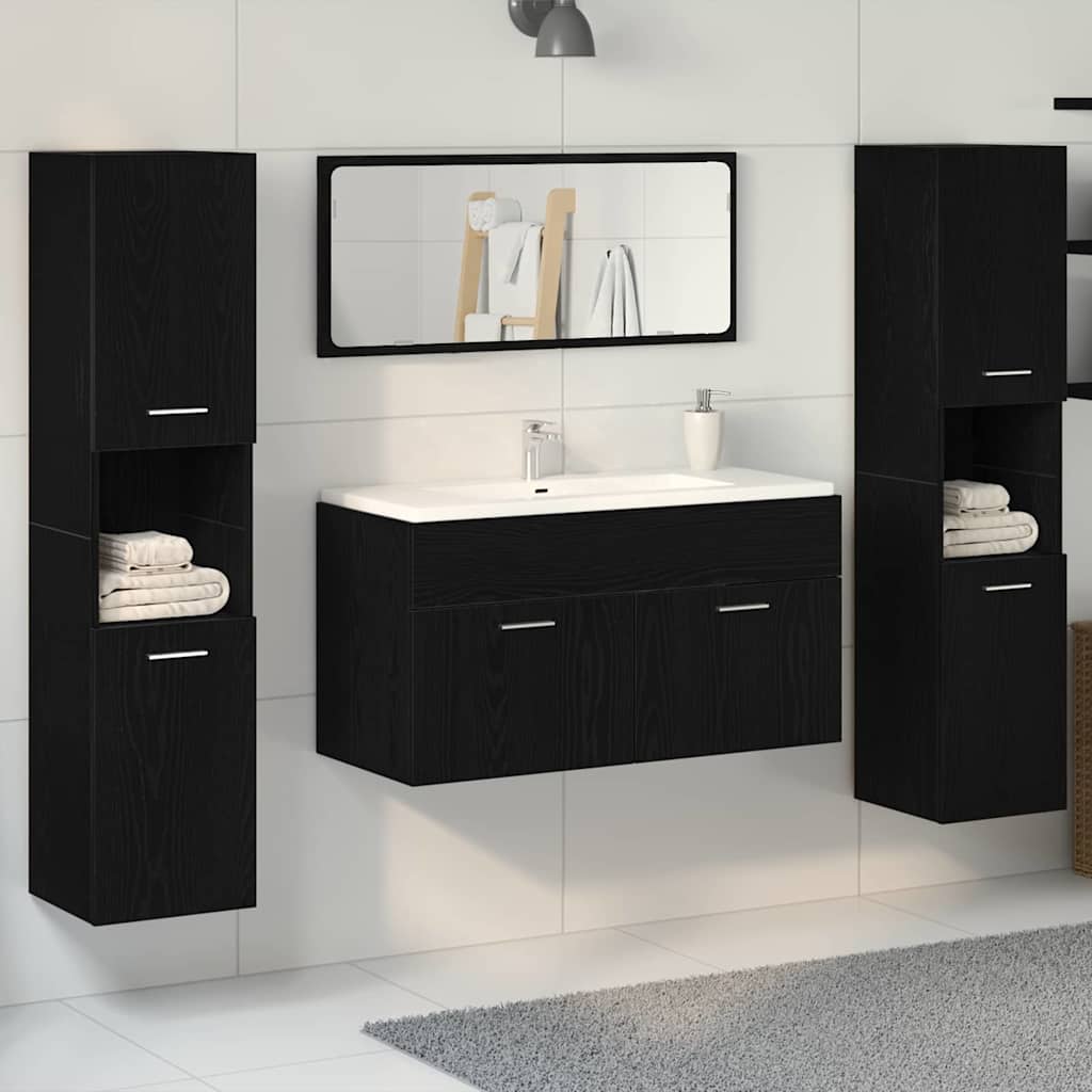 Bathroom Furniture Set Engineered Wood 90 x 38.5 x 46 cm Black oak