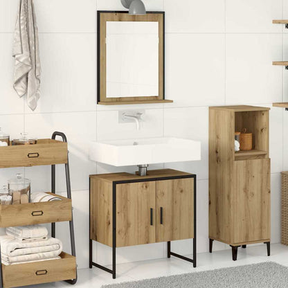 2 Piece Bathroom Cabinet Set Engineered Wood Artisan oak