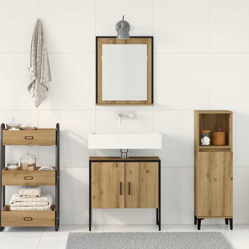 2 Piece Bathroom Cabinet Set Engineered Wood Artisan oak