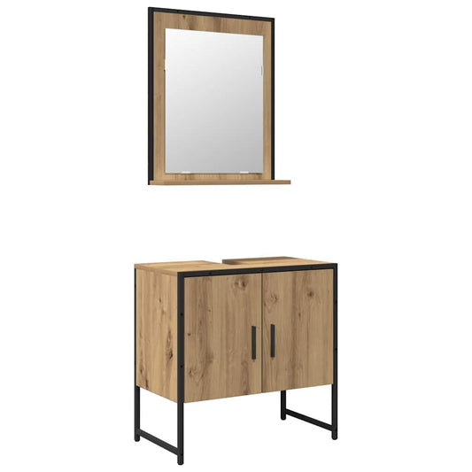 2 Piece Bathroom Cabinet Set Engineered Wood Artisan oak
