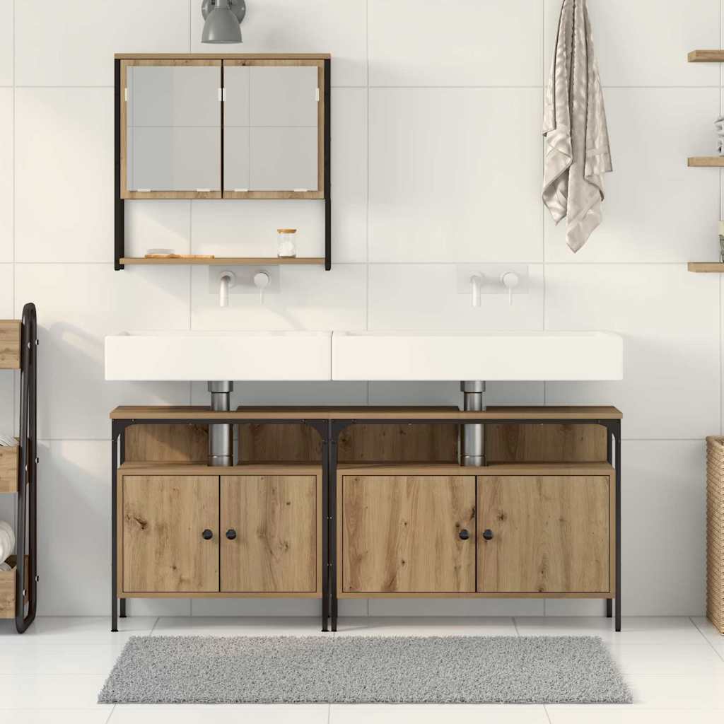 3 Piece Bathroom Furniture Set Engineered Wood Artisan oak