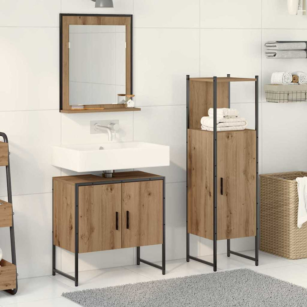 vidaXL 3 Piece Bathroom Cabinet Set Engineered Wood