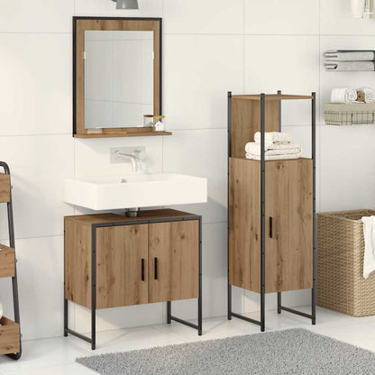 3 Piece Bathroom Cabinet Set Engineered Wood Artisan oak