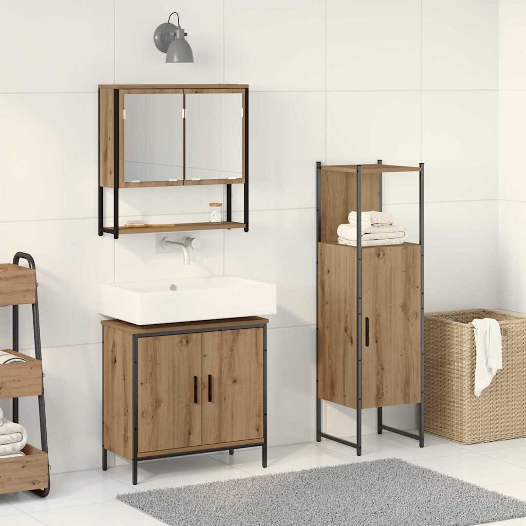3 Piece Bathroom Furniture Set Engineered Wood Artisan oak