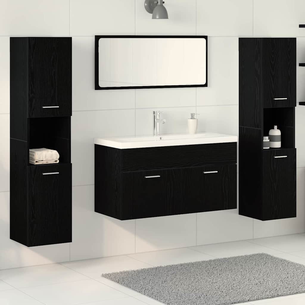 Bathroom Furniture Set Engineered Wood 90 x 38.5 x 46 cm Black oak