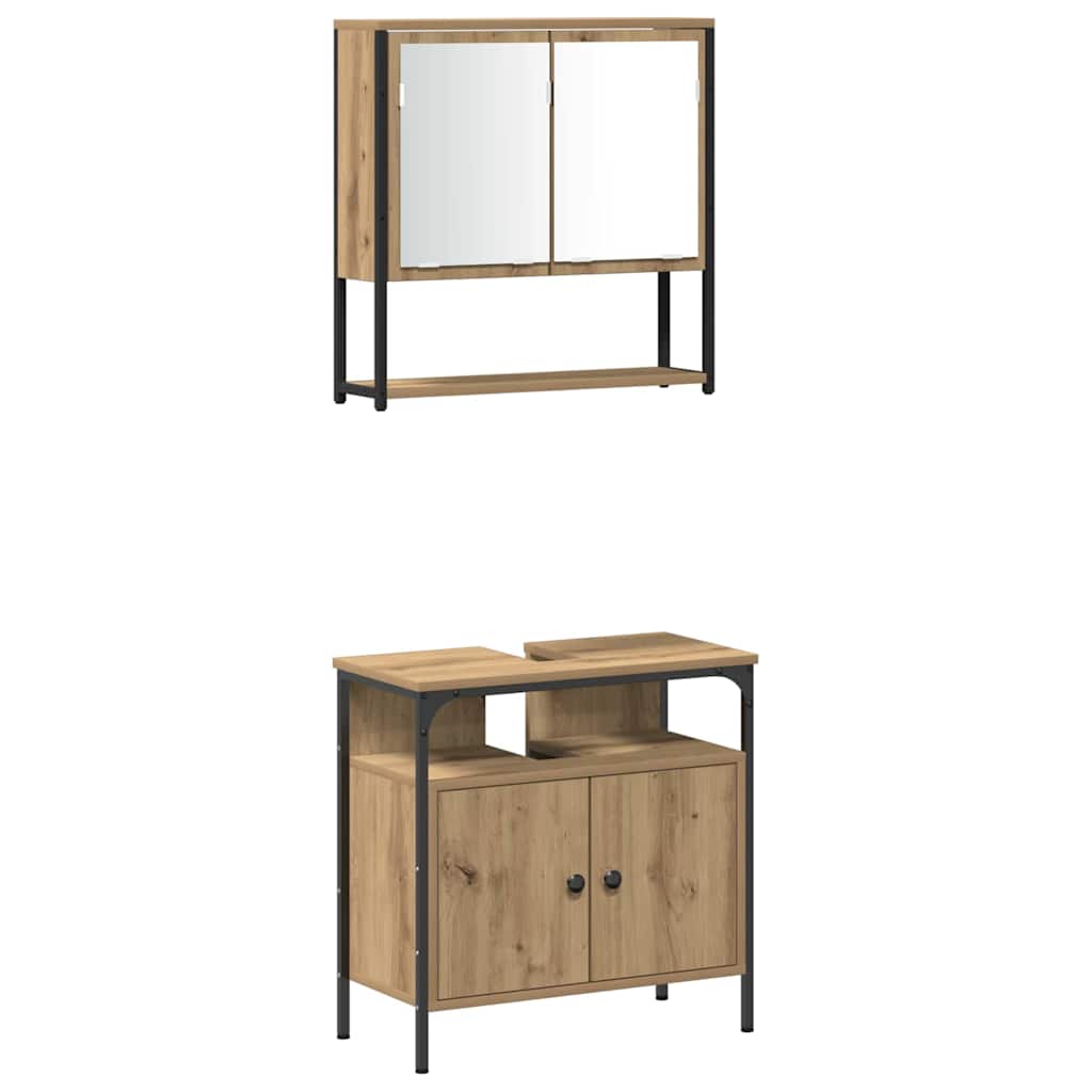 3 Piece Bathroom Furniture Set Engineered Wood Artisan oak
