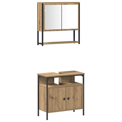 3 Piece Bathroom Furniture Set Engineered Wood Artisan oak