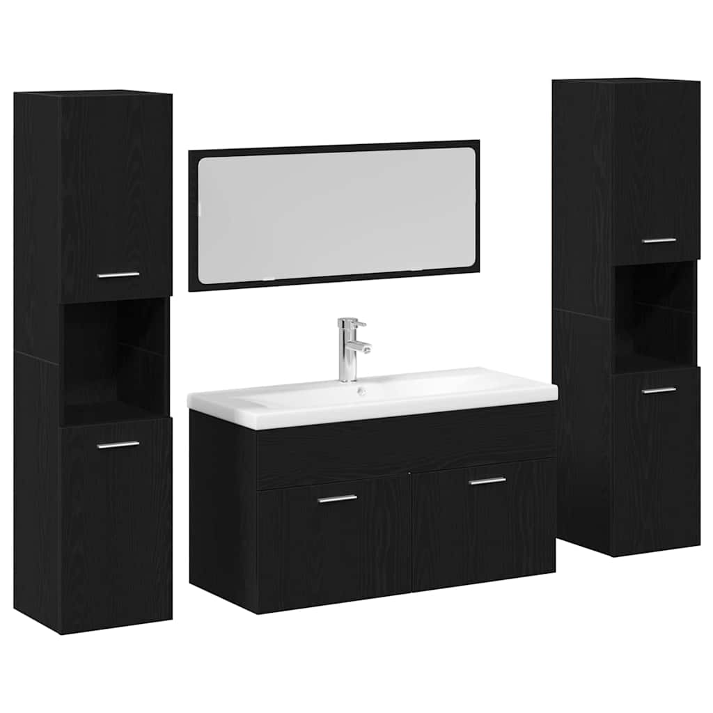 Bathroom Furniture Set Engineered Wood 90 x 38.5 x 46 cm Black oak