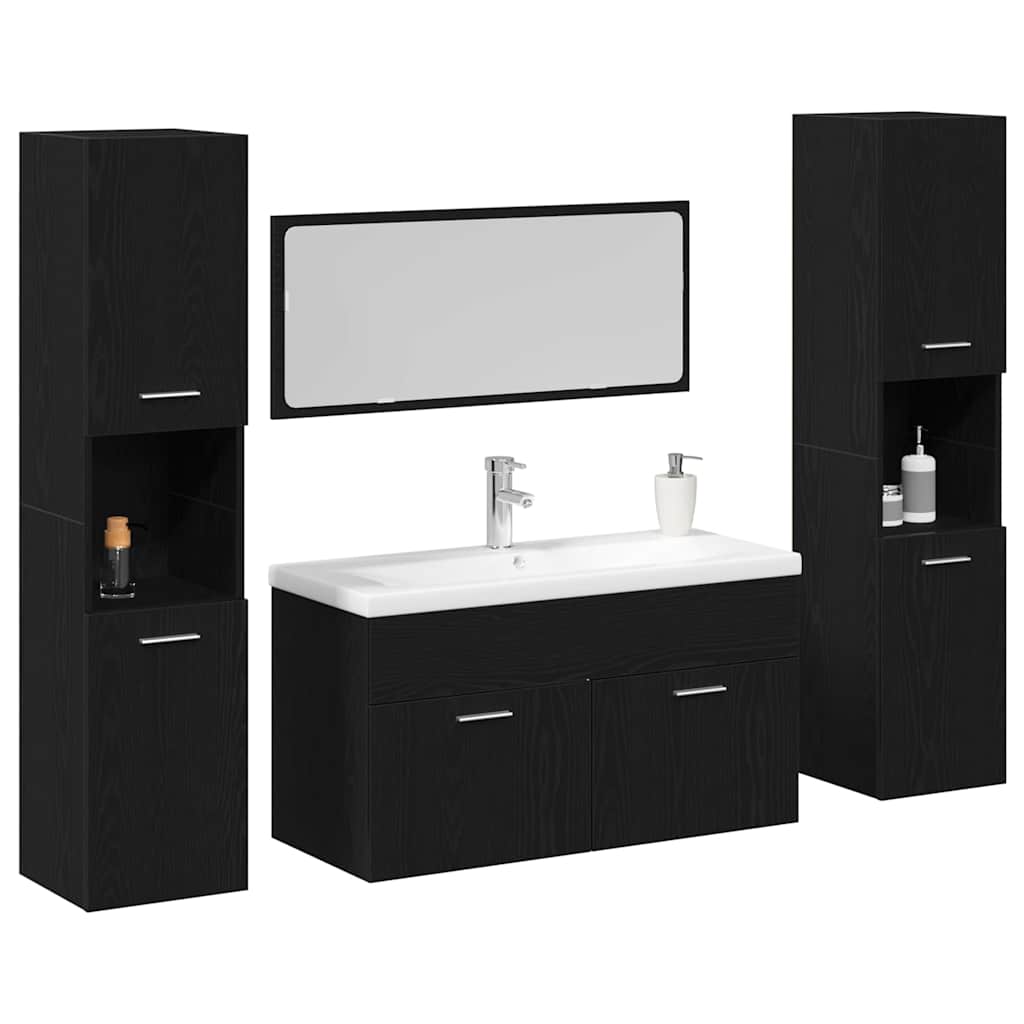 Bathroom Furniture Set Engineered Wood 90 x 38.5 x 46 cm Black oak