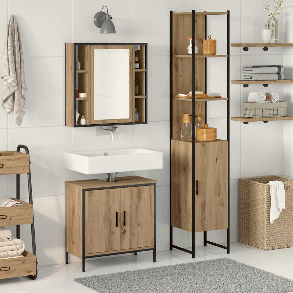 vidaXL 3 Piece Bathroom Cabinet Set Engineered Wood