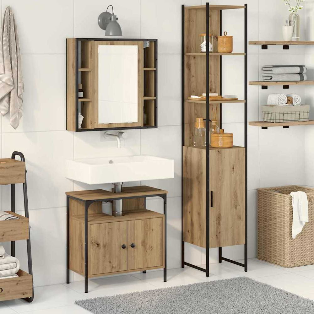 vidaXL 3 Piece Bathroom Cabinet Set Engineered Wood