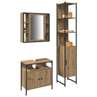 3 Piece Bathroom Cabinet Set Engineered Wood Artisan oak