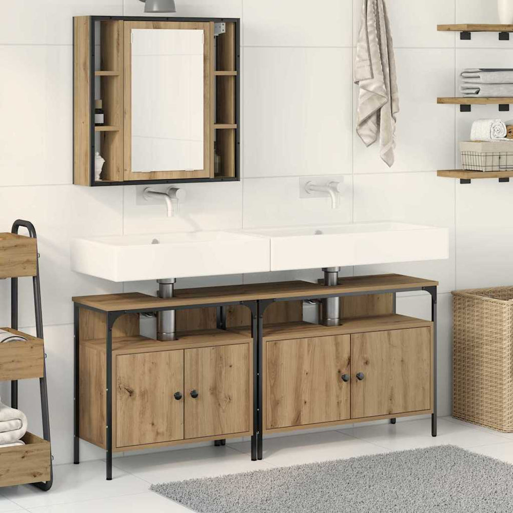 vidaXL 3 Piece Bathroom Cabinet Set Engineered Wood