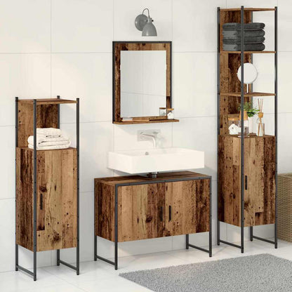 4 Piece Bathroom Cabinet Set Engineered Wood Old wood